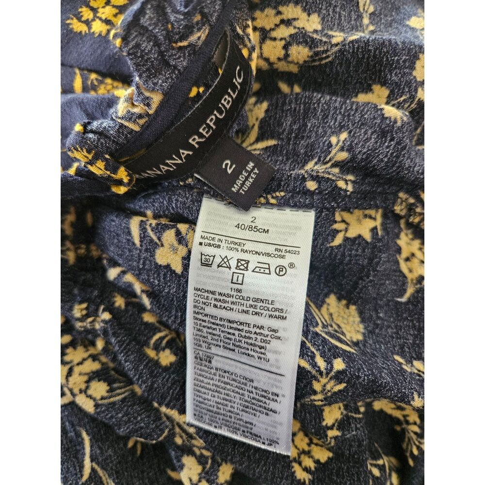 Banana Republic Navy Blue & Yellow Floral Ruffle Cottagecore Maxi Dress - Picture 5 of 5